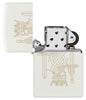 King Queen Design White Matte Windproof Lighter with its lid open and unlit.