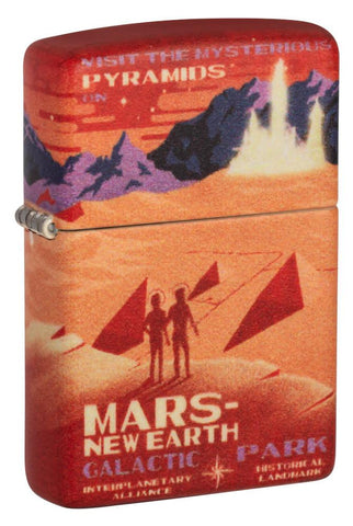Front shot of Mars 540 Color Design Windproof Lighter standing at a 3/4 angle.